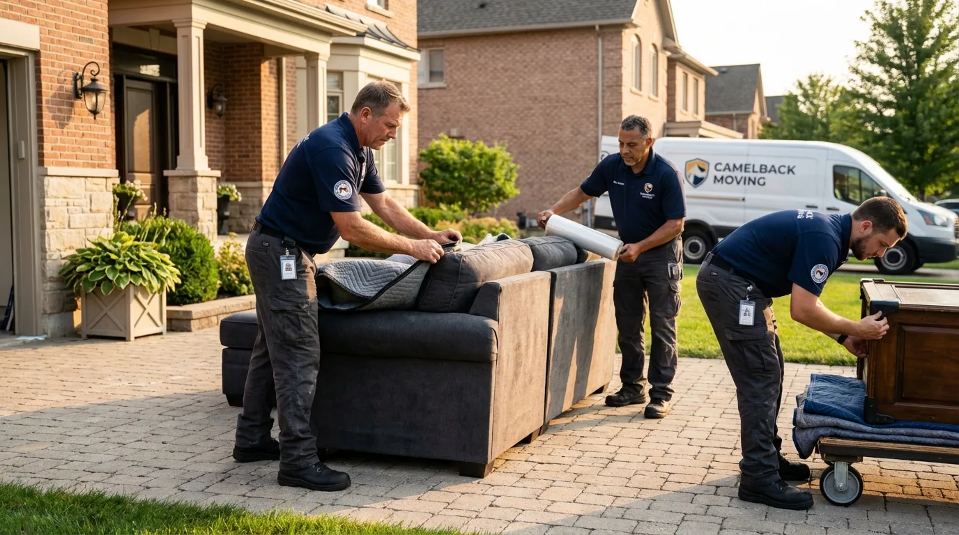 Large estate moving crew wrapping furniture in Rusk, TX